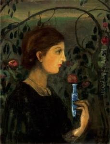 Woman In Rose-arbor - view 1