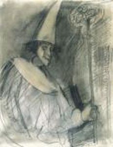 Self - Portrait In Pierrot Dress by Lajos Gulacsy