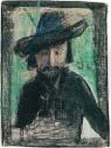 Figure With A Hat by Lajos Gulacsy