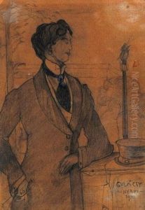 Man With Earrings (self-portrait) by Lajos Gulacsy