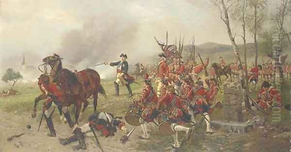 George II at the Battle of Dettingen 'George dismounted, drew his sword and put himself at the head of the troops exclaiming - view 1