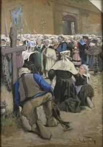 La Procession En Bretagne by Adolphe Gumery