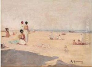 Scene De Plage by Adolphe Gumery
