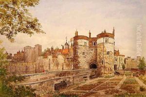View of the Tower of London, showing Byward Tower, Beauchamp Tower, Devereux Tower and St. Thomas Tower, 1883 by John Crowther