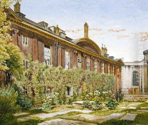 View of area in Christ's Hospital, Newgate St, 1881 by John Crowther