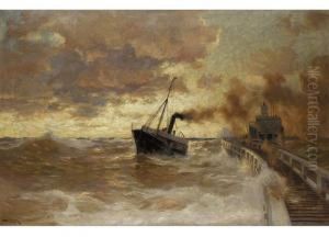 Fischerboot Bei Sturmischer See by Erwin Carl Wilhelm Gunther
