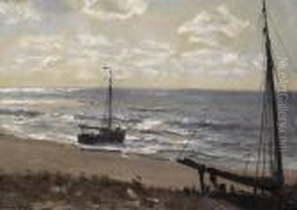 Sailer On The Beach. Signed Lower Left: Erwin Gunter - view 1