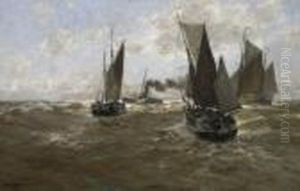 Steamboat And Sailors On A High Lake Steamboat And Sailors On A High Lake