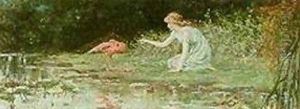 Kneeling Woman with Pink Flamingo by Frederick Stuart Church