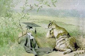 Tiger having eaten professor by Frederick Stuart Church
