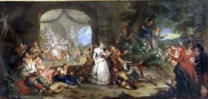 Roland is told of Angelique's Infidelity by the Shepherds by Charles-Antoine Coypel