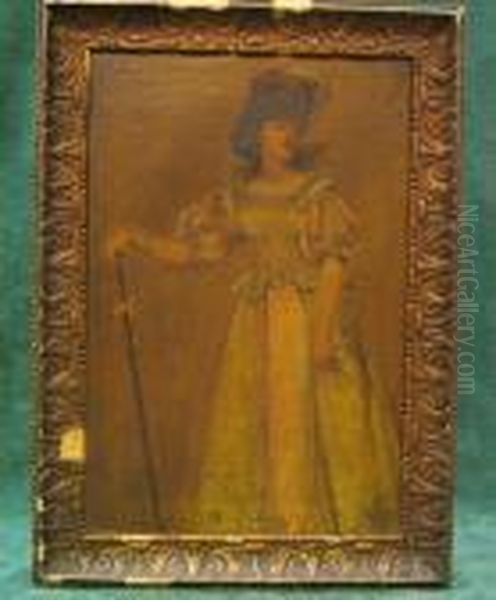 Portrait Of A Female Oil On 
Canvas, Signed, Inscribed Verso "costume Du P*****, Empire.....paris 
/81" 61cm X 41cm - view 1