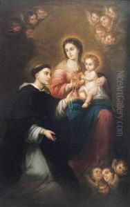 Virgen Del Rosario Con Santo Domingo by Jose Gutierrez de la Vega