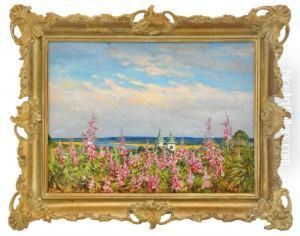 View Of The Church And River Viatka Through A Field Of Ivan Chai by Mikhail Markelovich Guzhavin