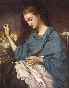 Jeune Femme Cousant (Young Woman Sewing) by Thomas Couture