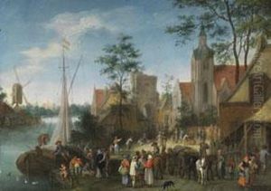 Volksansammlung Vor Dem Kirchplatz by Pieter Gysels