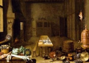 Interieur De Cuisine Avec Legumes Et Ustensiles by Pieter Gysels