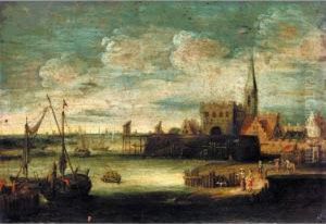 A Port Scene With Figures On A Quay by Pieter Gysels