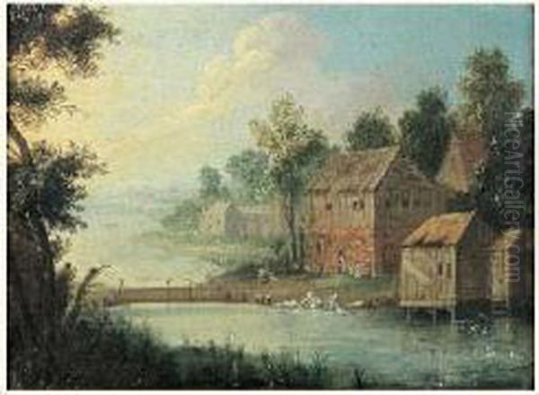 Paysage De Riviere Anime De Lavandieres - view 1