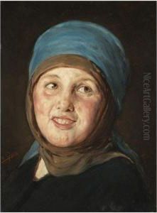 Portrait Of A Smiling Woman by Nicholaos Gysis