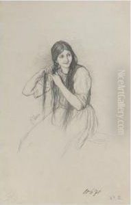 Greek Girl Braiding Her Hair by Nicholaos Gysis