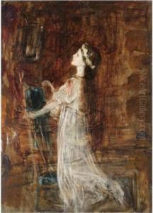 Young Girl Kneeling On A Chair