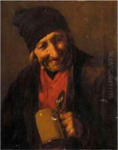 Portrait Of An Old Man Drinking