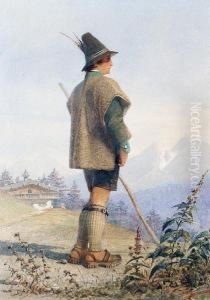 'tyrolese Shepherd'; And 'at Procida', A Pair by Carl Haag