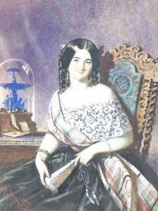 Portrait Of A Young Lady Seated Holding A Fan