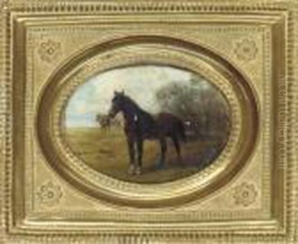 A Dark Brown Hunter In A Landscape - view 1