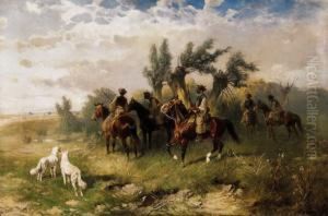 Group Of Horsemen by Hans Johann Haag