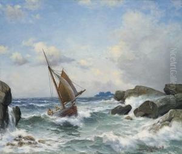 Sailing Boat In A Narrow Strait - view 1