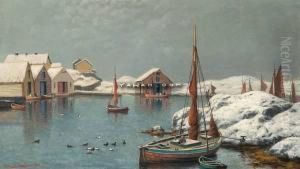 En Vinterdag I Havnen by Lars Laurits Larsen Haaland