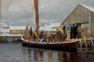 Fangsten Hales I Land 1889 Olje Pa Lerret Fangsten Hales I Land 1889 Olje Pa Lerret