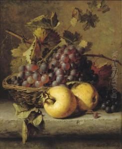 Apples And Grapes On A Ledge by Adriana-Johanna Haanen