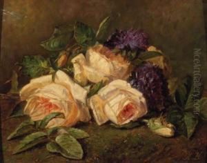 A Still Life With Yellow Roses by Adriana-Johanna Haanen