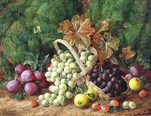 Still Life with Plums, Apples and Baskets of Grapes by George Clare
