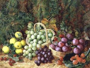 Still Life with Apples and Baskets of Grapes and Plums by George Clare