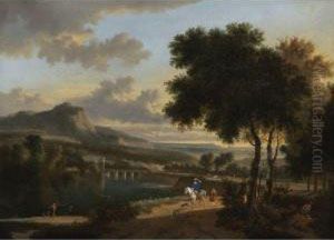 An Extensive Landscape With Travellers by Jan Hackaert