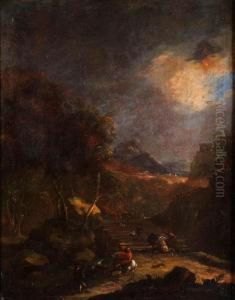 Nachtliche, Sturmische Landschaft Mitjagdreitern