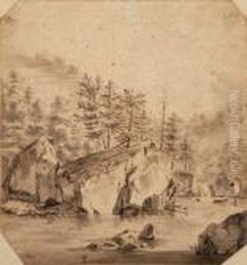 Jan Gebirgsfluss In Den Alpen by Jan Hackaert