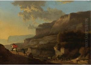 An Italianate Landscape With Travellers Ambushed By Bandits