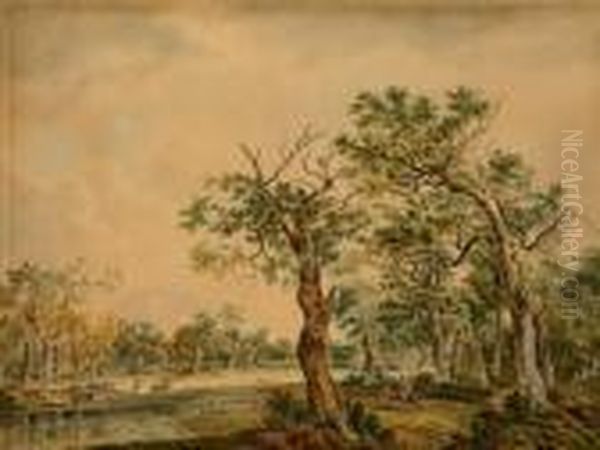 Stag Hunting In A Forest Clearing - view 1