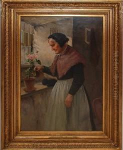 Woman Watering Flowers