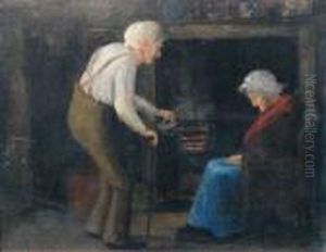 Elderly Couple Before A Kitchen Range by David W. Haddon