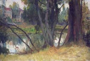 Paysage près de sa maison de Fouras (Landscape close to the artist's house in Fouras) by Lenoir Charles Amable