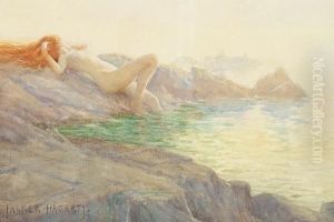 Young Nymph On A Rocky Shore by Parker Hagarty