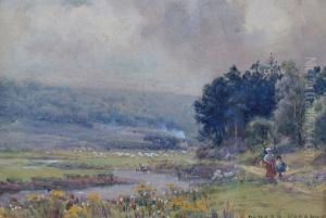 'the Evening Valley', And 
Another 'by The Ogmore River, South Wales', Both Signed; Both Signed And
 Inscribed Verso, Watercolour