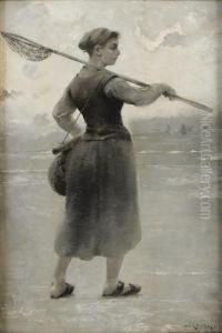 Musselplockerska by August Wilhelm Nikolaus Hagborg