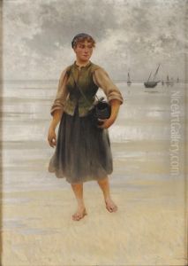 Musselplockerska by August Wilhelm Nikolaus Hagborg